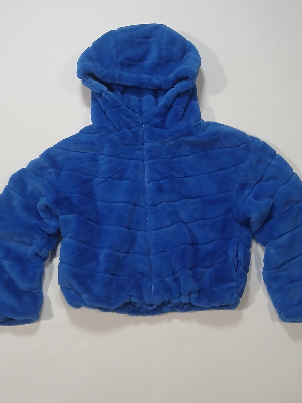 Fashion Nova Bright Blue Faux Fur Hooded Puffer Jacket - Kids